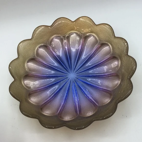 SOLD Waltherglas Germany Flower Bowl Lilac & Gold Tulip Bowl Art Glass - Picture 3 of 6